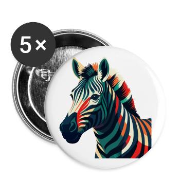 Zebra Cartoon Figur Buntes Haustier Tier - Buttons groß 56 mm (5er Pack) - Weiß - Vorne
