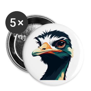Autruche Dessin Animé Personnage Animal Coloré Animal De Compagnie - Lot de 5 grands badges (56 mm) - blanc - Devant