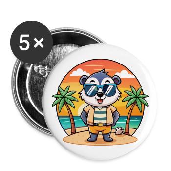 Badger Funny Cartoon Lunettes de soleil de plage d’été - Lot de 5 grands badges (56 mm) - blanc - Devant