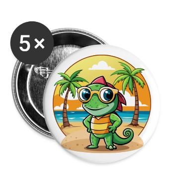 Chameleon Funny Cartoon Summer Beach Sunglasses - Buttons large 2.2''/56 mm (5-pack) - white - Front