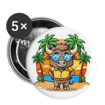 Buffalo Funny Cartoon Summer Beach Sunglasses - Buttons large 2.2''/56 mm (5-pack) - white - Front