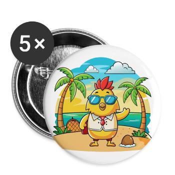 Chicken Funny Cartoon Summer Beach Sunglasses - Buttons large 2.2''/56 mm (5-pack) - white - Front