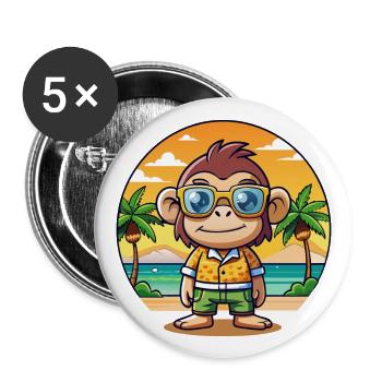 Schimpanse Lustige Cartoon Sommer Strand Sonnenbrille - Buttons groß 56 mm (5er Pack) - Weiß - Vorne