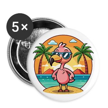 Flamingo Funny Cartoon Summer Beach Sunglasses - Buttons large 2.2''/56 mm (5-pack) - white - Front