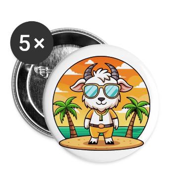 Lunettes de soleil de plage d’été de dessin animé drôle de chèvre - Lot de 5 grands badges (56 mm) - blanc - Devant