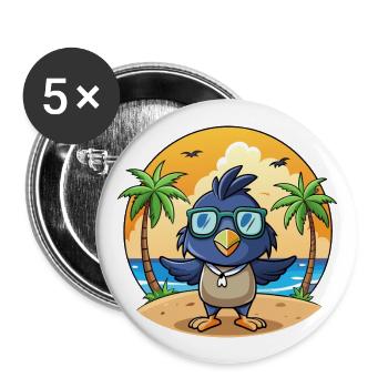 Krähe Lustige Cartoon Sommer Strand Sonnenbrille - Buttons groß 56 mm (5er Pack) - Weiß - Vorne