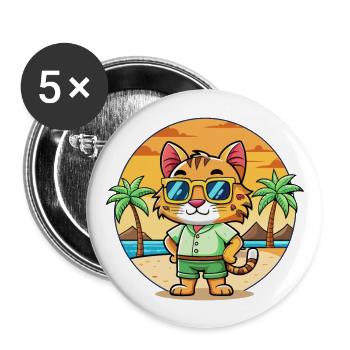 Lynx Lustige Cartoon Sommer Strand Sonnenbrille - Buttons groß 56 mm (5er Pack) - Weiß - Vorne