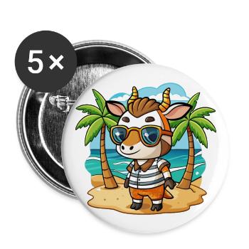 Okapi Funny Cartoon Summer Beach Sunglasses - Buttons large 2.2''/56 mm (5-pack) - white - Front