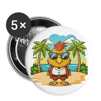 Lunettes de soleil Hawk Funny Cartoon Summer Beach - Lot de 5 grands badges (56 mm) - blanc - Devant