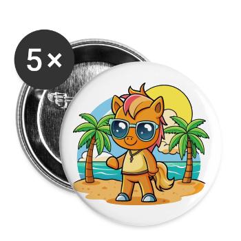 Pony Funny Cartoon Summer Beach Sunglasses - Buttons large 2.2''/56 mm (5-pack) - white - Front