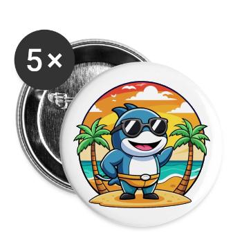 Lunettes de soleil de plage d’été de dessin animé drôle d’Orca - Lot de 5 grands badges (56 mm) - blanc - Devant