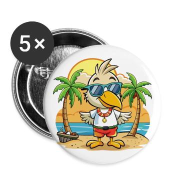 Pelikan Lustige Cartoon Sommer Strand Sonnenbrille - Buttons groß 56 mm (5er Pack) - Weiß - Vorne