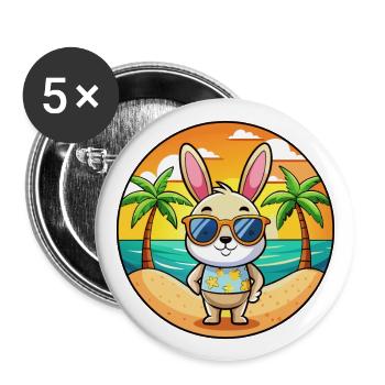Rabbit Funny Cartoon Summer Beach Sunglasses - Buttons large 2.2''/56 mm (5-pack) - white - Front