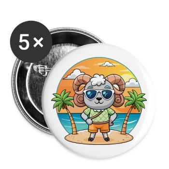Ram Funny Cartoon Summer Beach Sunglasses - Buttons large 2.2''/56 mm (5-pack) - white - Front