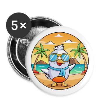 Seagull Funny Cartoon Summer Beach Sunglasses - Buttons large 2.2''/56 mm (5-pack) - white - Front