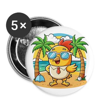 Chicken Funny Cartoon Summer Beach Sunglasses - Buttons large 2.2''/56 mm (5-pack) - white - Front