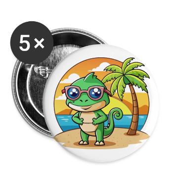 Chameleon Funny Cartoon Summer Beach Sunglasses - Buttons large 2.2''/56 mm (5-pack) - white - Front