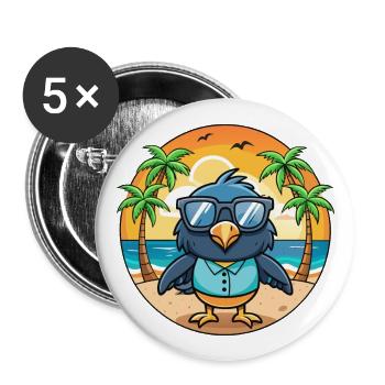 Crow Funny Cartoon Summer Beach Sunglasses - Buttons large 2.2''/56 mm (5-pack) - white - Front