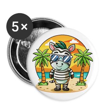Zebra Funny Cartoon Summer Beach Sunglasses - Buttons large 2.2''/56 mm (5-pack) - white - Front