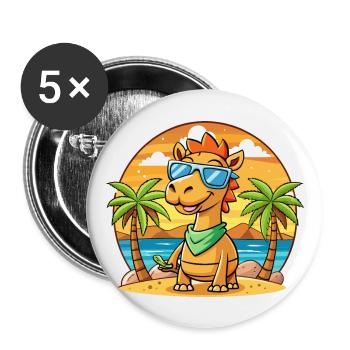 Camel Lustige Cartoon Sommer Strand Sonnenbrille - Buttons groß 56 mm (5er Pack) - Weiß - Vorne