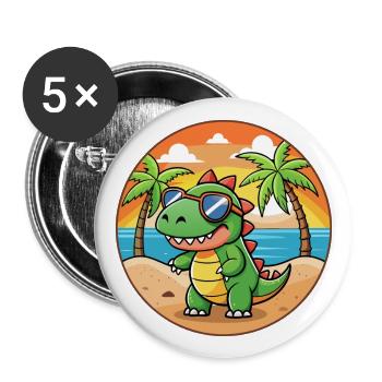 Dinosaur Funny Cartoon Summer Beach Sunglasses - Buttons large 2.2''/56 mm (5-pack) - white - Front