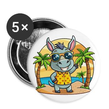 Donkey Funny Cartoon Summer Beach Sunglasses - Buttons large 2.2''/56 mm (5-pack) - white - Front