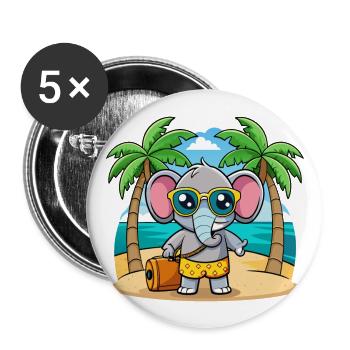 Elephant Funny Cartoon Summer Beach Sunglasses - Buttons large 2.2''/56 mm (5-pack) - white - Front