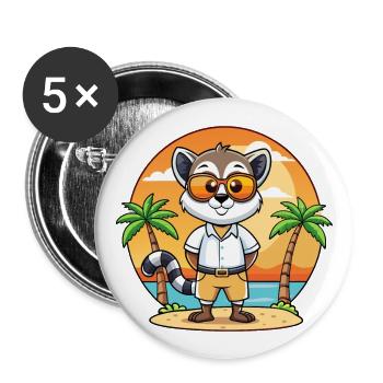 Lemur Funny Cartoon Summer Beach Sunglasses - Buttons large 2.2''/56 mm (5-pack) - white - Front