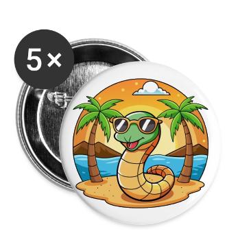 Snake Funny Cartoon Summer Beach Sunglasses - Buttons large 2.2''/56 mm (5-pack) - white - Front