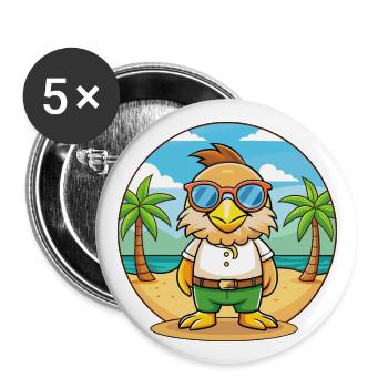Eagle Funny Cartoon Summer Beach Sunglasses - Buttons large 2.2''/56 mm (5-pack) - white - Front