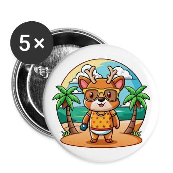 Deer Funny Cartoon Summer Beach Sunglasses - Buttons large 2.2''/56 mm (5-pack) - white - Front