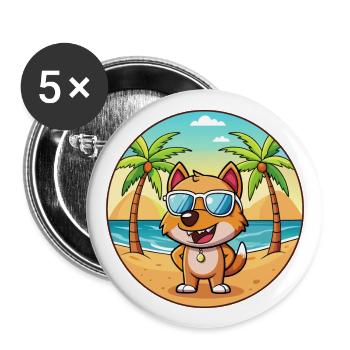 Dog Funny Cartoon Summer Beach Sunglasses - Buttons large 2.2''/56 mm (5-pack) - white - Front