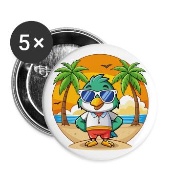 Falcon Lustige Cartoon Sommer Strand Sonnenbrille - Buttons groß 56 mm (5er Pack) - Weiß - Vorne