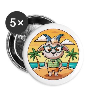 Lunettes de soleil de plage d’été de dessin animé drôle de chèvre - Lot de 5 grands badges (56 mm) - blanc - Devant