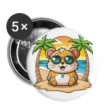 Hamster Funny Cartoon Summer Beach Sunglasses - Buttons large 2.2''/56 mm (5-pack) - white - Front