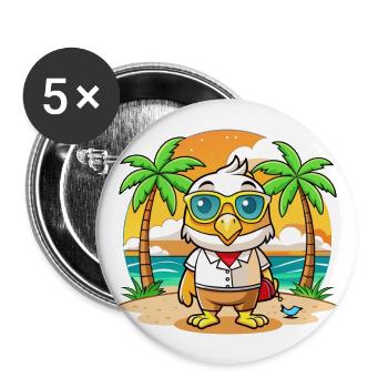 Lunettes de soleil Hawk Funny Cartoon Summer Beach - Lot de 5 grands badges (56 mm) - blanc - Devant