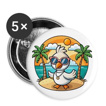 Lunettes de soleil de plage d’été de dessin animé drôle de cygne - Lot de 5 grands badges (56 mm) - blanc - Devant
