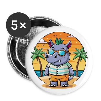 Rhino Lustige Cartoon Sommer Strand Sonnenbrille - Buttons groß 56 mm (5er Pack) - Weiß - Vorne