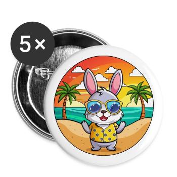 Kaninchen Lustige Cartoon Sommer Strand Sonnenbrille - Buttons groß 56 mm (5er Pack) - Weiß - Vorne