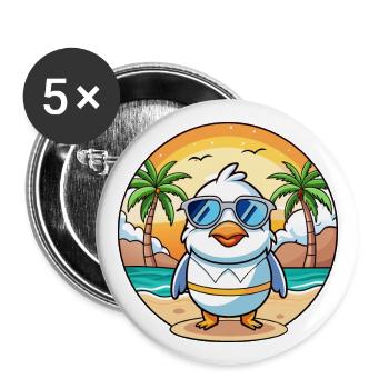 Seagull Funny Cartoon Summer Beach Sunglasses - Buttons large 2.2''/56 mm (5-pack) - white - Front