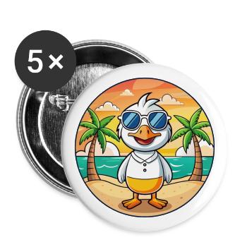 Gans Lustige Cartoon Sommer Strand Sonnenbrille - Buttons groß 56 mm (5er Pack) - Weiß - Vorne