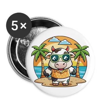 Cow Funny Cartoon Summer Beach Sunglasses - Buttons large 2.2''/56 mm (5-pack) - white - Front