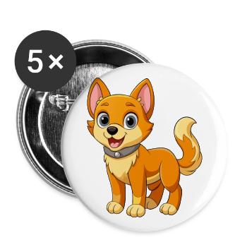 Dog Cute Mascot Cartoon Character Kawaii - Buttons large 2.2''/56 mm (5-pack) - white - Front