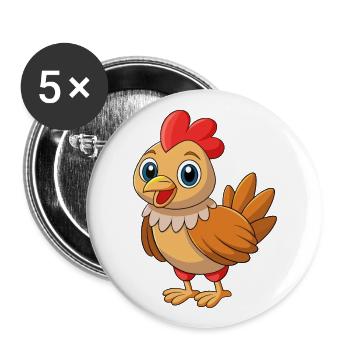 Chicken Cute Mascot Cartoon Character Kawaii - Buttons large 2.2''/56 mm (5-pack) - white - Front