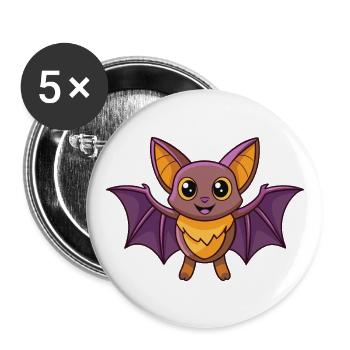 Bat Cute Mascot Cartoon Character Kawaii - Buttons large 2.2''/56 mm (5-pack) - white - Front