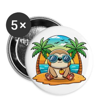Sloth Funny Cartoon Summer Beach Sunglasses - Buttons large 2.2''/56 mm (5-pack) - white - Front