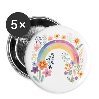 Boho Rainbow - Buttons large 2.2''/56 mm (5-pack) - white - Front