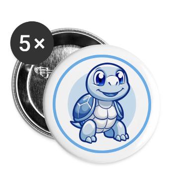 Schildkröte Blau Kawaii Cartoon Figur Clipart Haustier - Buttons groß 56 mm (5er Pack) - Weiß - Vorne