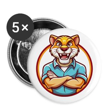 Cougar Funny Kawaii Cartoon Clipart Animal Pet - Buttons large 2.2''/56 mm (5-pack) - white - Front
