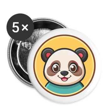 Panda Kawaii Dessin animé Personnage Animal Animal Visage - Lot de 5 grands badges (56 mm) - blanc - Devant